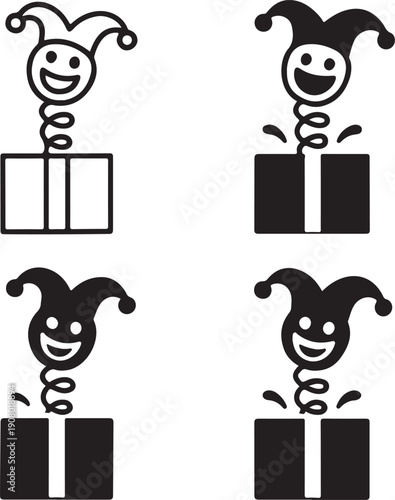 Isolated prank gift box icon, prank gift box silhouette icon, prank gift box joke icon, april fools surprise symbol, funny present graphic, minimal vector,outline solid style,isolated white background