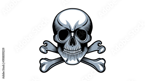 Human Skull and Crossbones Pirate Symbol Illustration