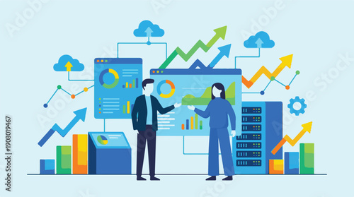 Business analytics and data management with cloud technology and growth