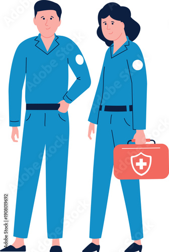 Paramedics characters. Medical staff. Man and woman in uniform
