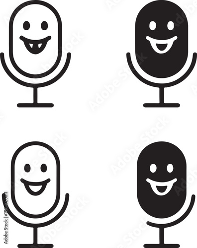 Isolated joke microphone icon, joke microphone silhouette icon, prank mic icon, gag symbol, april fools graphic, minimal vector, outline solid style, isolated white background