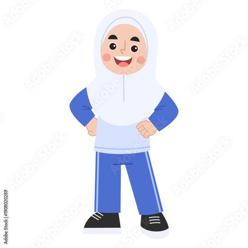 Illustration of a hijab girl in sportswear