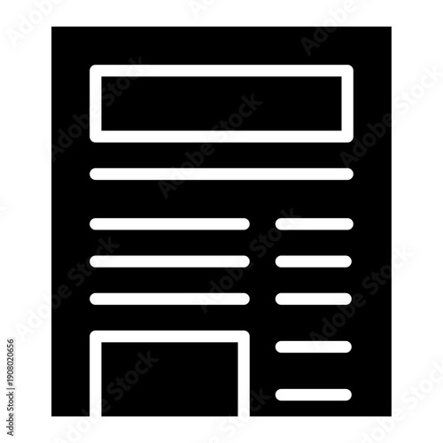 Document vector icon. Newspaper Illustration sign. Magazine symbol. Report logo.