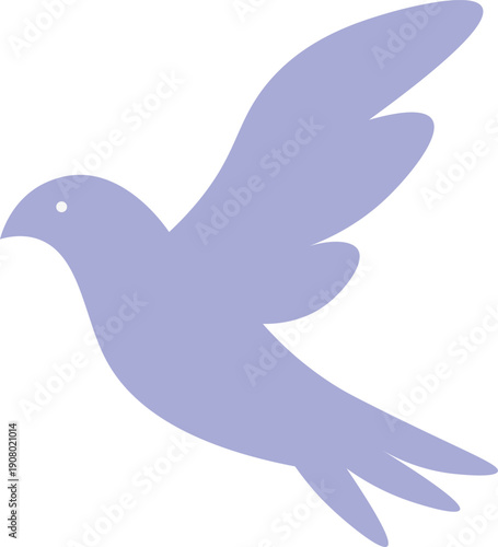 Flying winged dove silhouette in decorative folk style