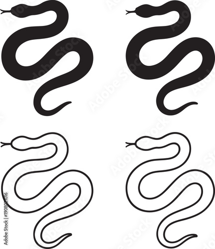 Isolated rubber snake icon, rubber snake silhouette icon, fake snake prank icon, gag toy symbol, april fools graphic, minimal vector, outline solid style, isolated white background