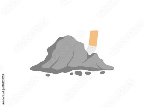 Pile Cigarette Smoke Ash Illustration
