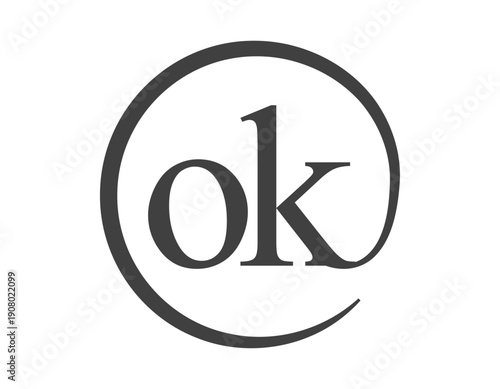 OK logo from two letter with circle shape email sign style. O and K round logotype of business company