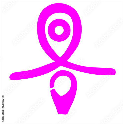 Abstract Location Pin and Connection Line Pink Gradient Vector Icon