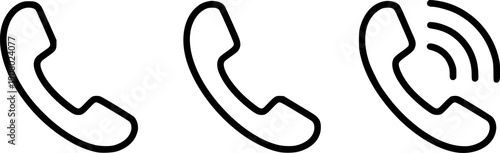 Three Hand-Drawn Phone Icons: Idle, Off-Hook, and Ringing