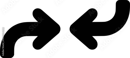 Two Black Arrows Pointing Towards Each Other on a White Background