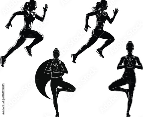 International women's day silhouette empowering women in fitness