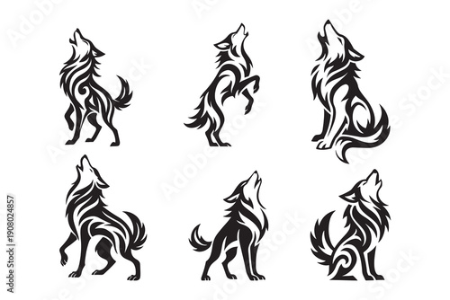 howling wolf logo bundle collections