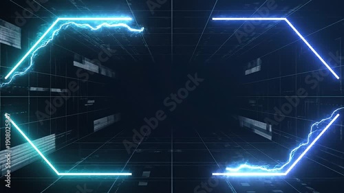 Animated Stream Starting Overlay with Neon Frame Seamless Loop
