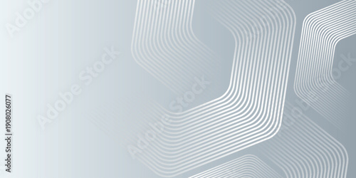 Abstract gray and white gradient background with modern glowing white hexagonal lines design. Minimalist geometric design for covers, banners, presentations, certificates, cards. EPS. 3
