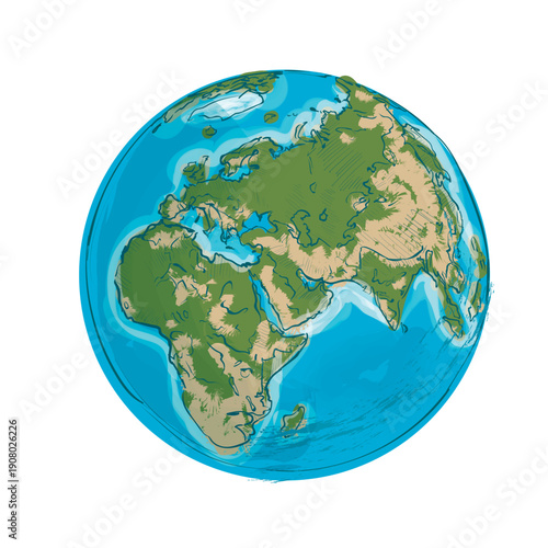 Colorful cartoon illustration of planet Earth