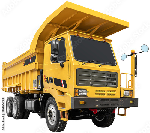 Front view yellow dump truck