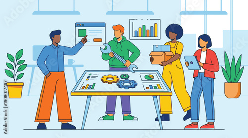 Diverse Team Collaborating on Business, Technology, and Engineering Project