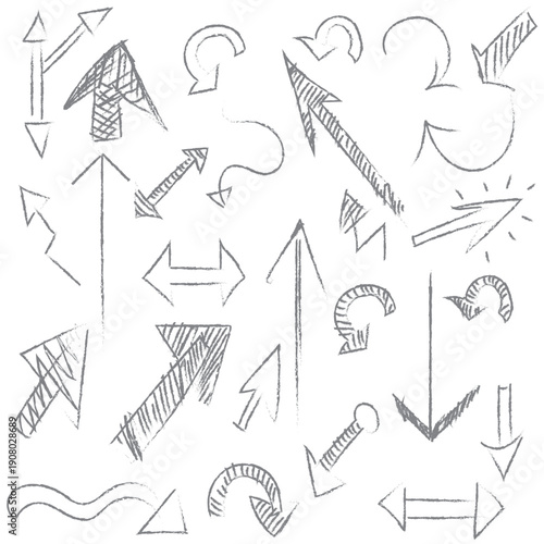 Hand drawn arrow vector icons set