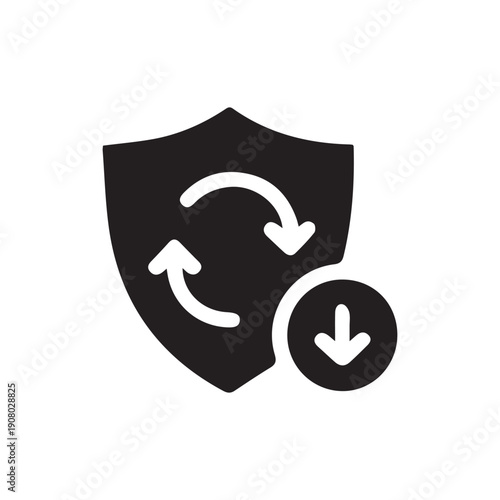 Secure session update shield protection icon silhouette