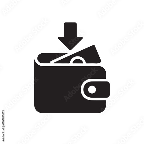 Wallet cash withdrawal payment icon silhouette