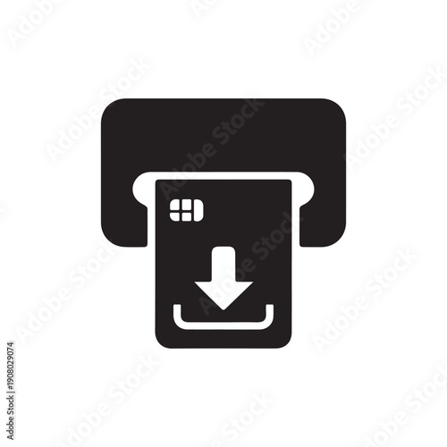 ATM card cash withdrawal banking icon silhouette