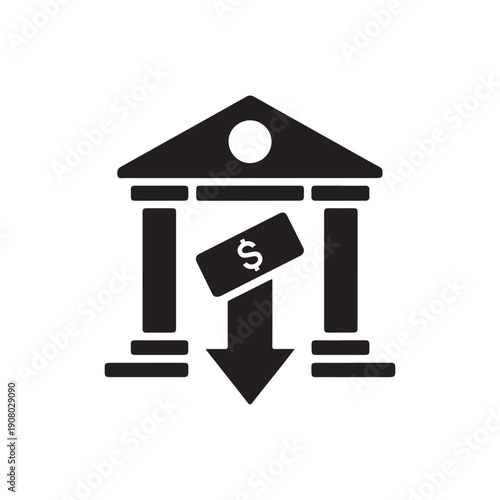 Bank withdrawal funds payout icon silhouette