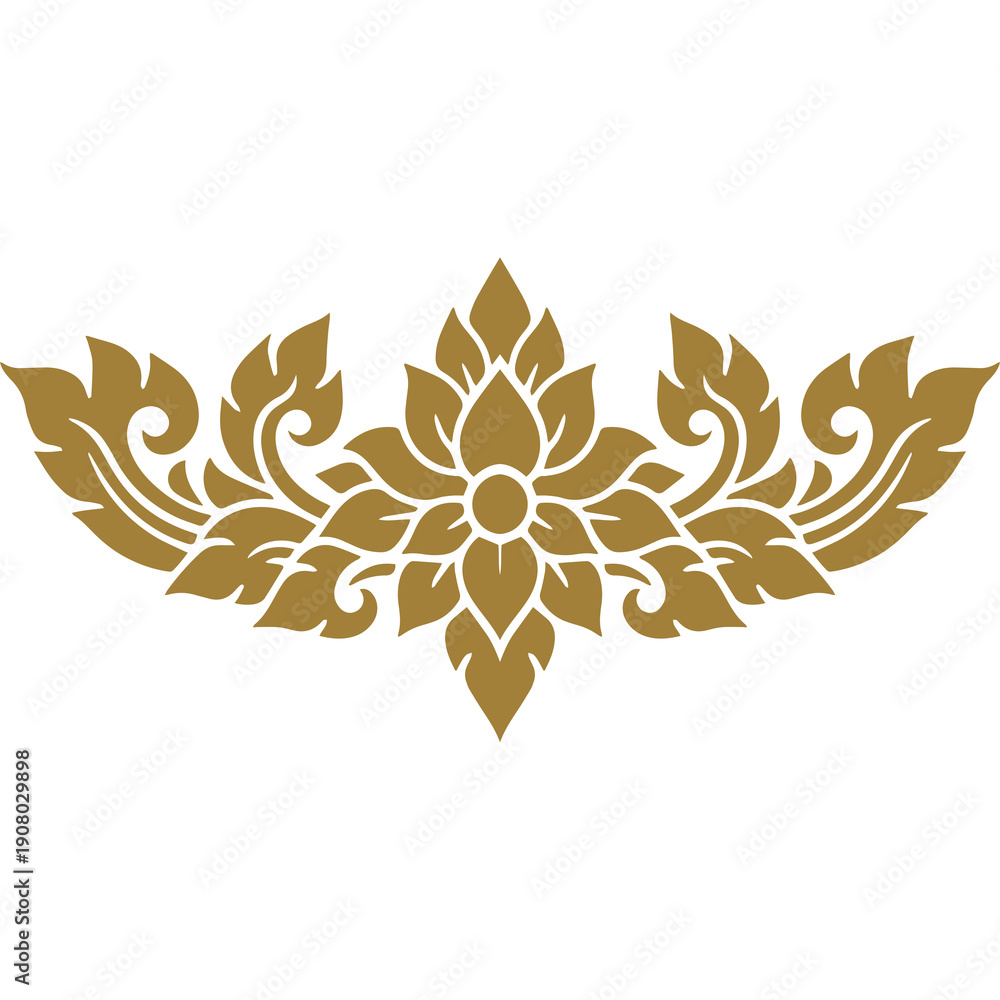 Obraz premium Thai Art traditional asian luxury line art, Decorative, lai Thai Pattern flat Illustration element graphic design Thai Floral Pattern