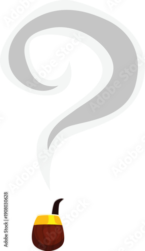 St Patricks font smoking pipe punctuation question mark. March celebration typeset vector punctuation mark, Saint Patricks day typeface sign or alphabet type with smoke coming from wooden smoking pipe