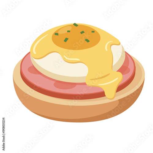 Eggs Benedict flat vector illustration clipart isolated on white background