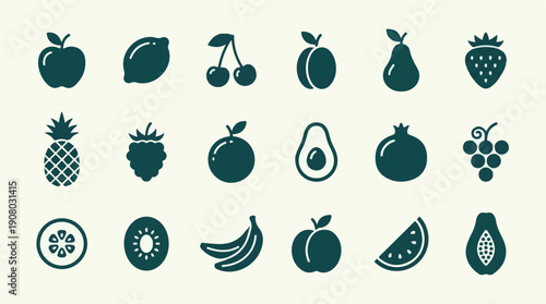 Set of Modern Flat Design Fruit Icons Vector Illustration