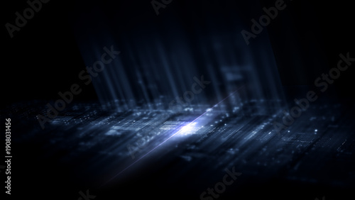 Foto Futuristic screen display matrix, hi-tech digital data telemetry with encrypted