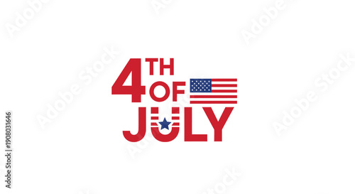 4th of July patriotic text logo with American flag, vector illustration for banner or poster