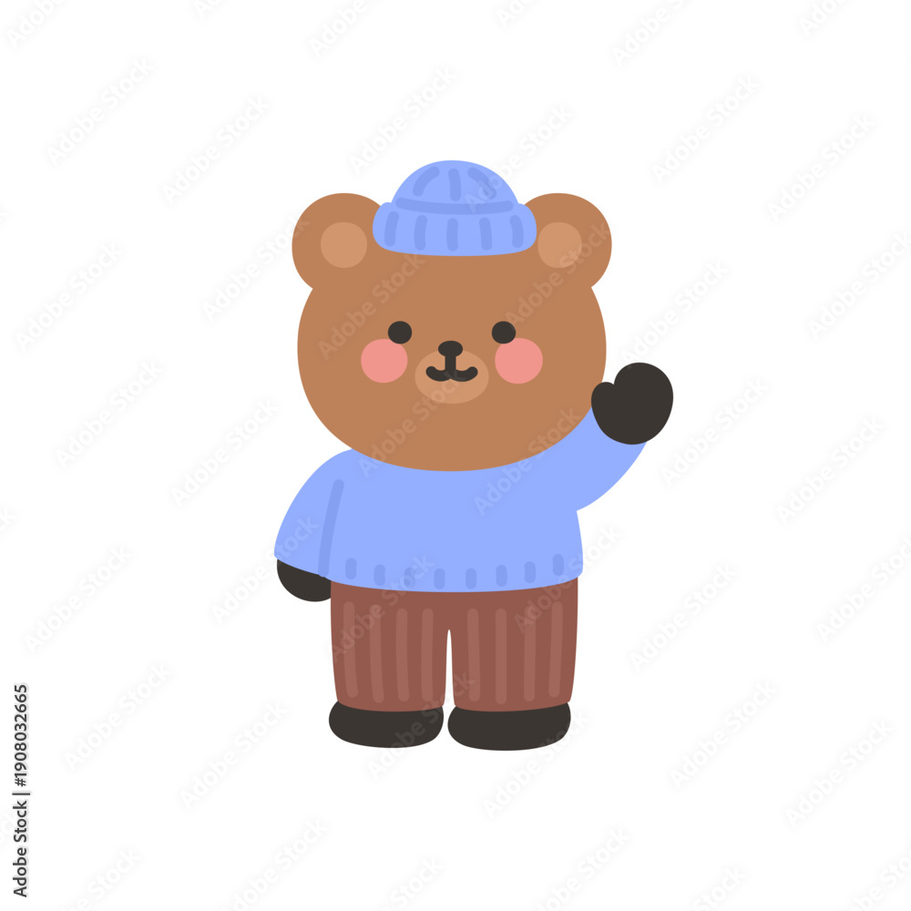 custom made wallpaper toronto digitalA cute bear waving happily while bundled up in warm winter clothing