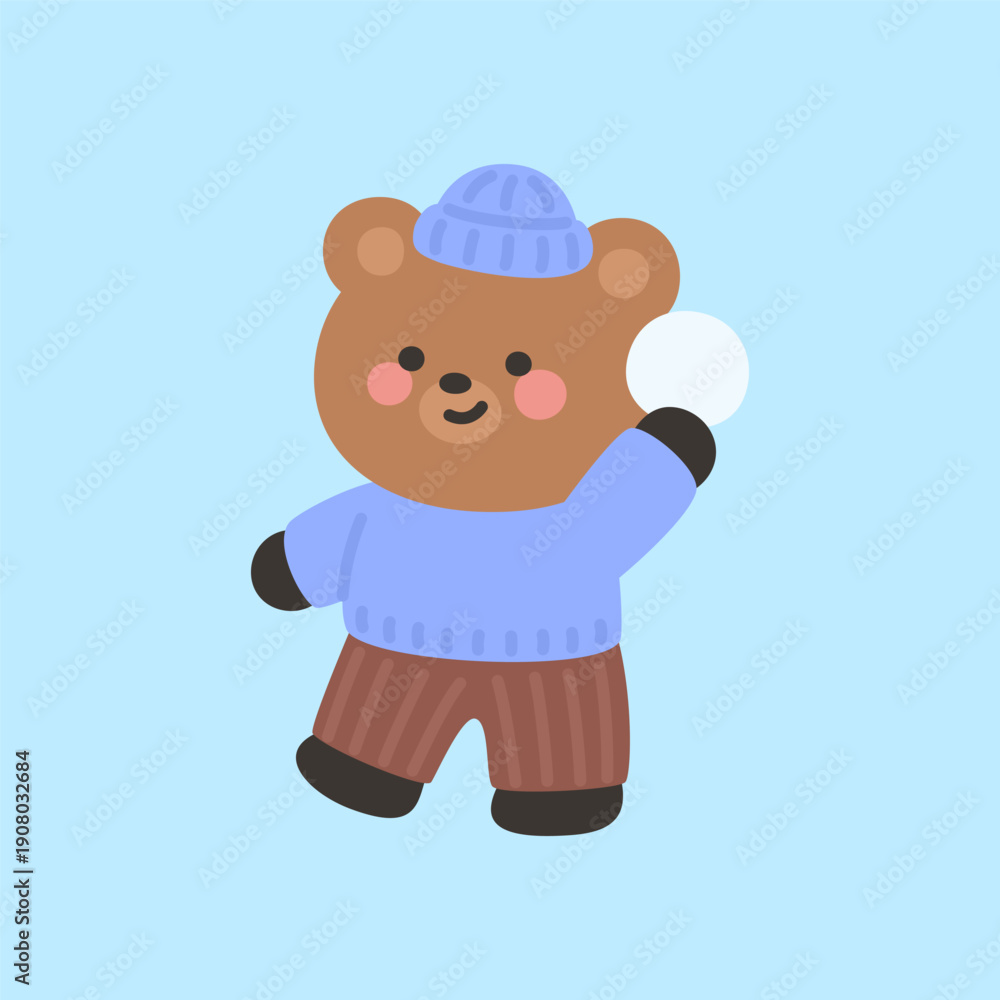 custom made wallpaper toronto digitalA cute bear playfully tossing a snowball
