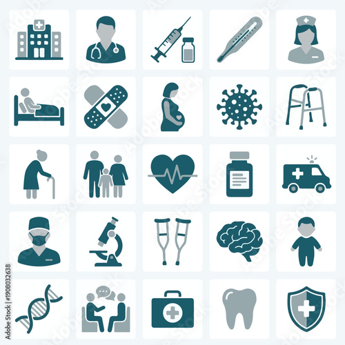 Medical and Healthcare Icon Set for Services and Treatment