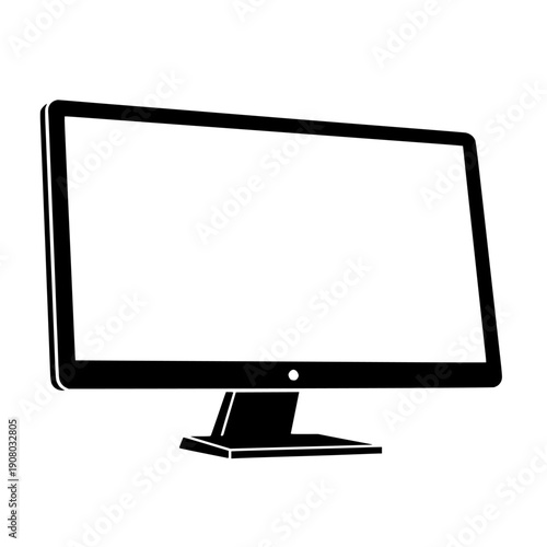 Modern computer monitor or desktop screen with blank white display, vector illustration for website or app mockup, isolated PNG with Transparent Background