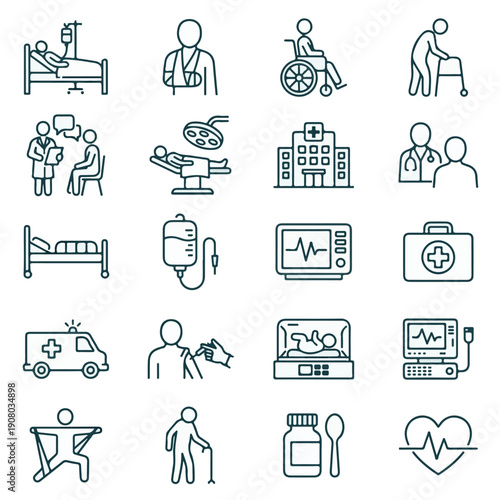 Healthcare and Medical Services Line Icons Set