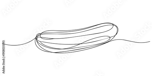 Continuous one line drawing of cucumber with slices,
depicting cool freshness and hydration, line art style vector illustration, Single continuous line drawing whole and sliced healthy organic cucumbe