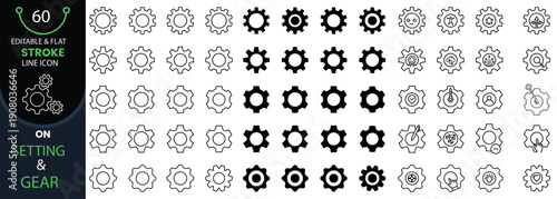 Vector gear and configuration setting icon set