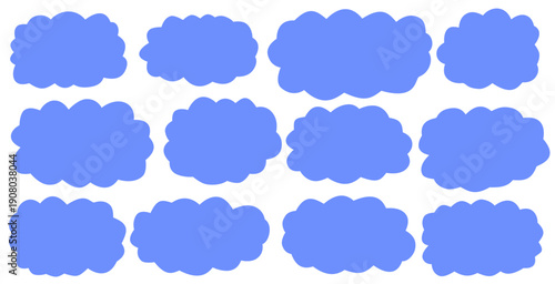 Abstract label cloud frame with fluffy bubble curves, rounded shape for speech, stylish cloud label and fluffy shape vibe.