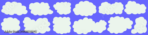 Doodle label cloud bubble with fluffy border, irregular shape for speech, creative cloud label and fluffy shape style.
