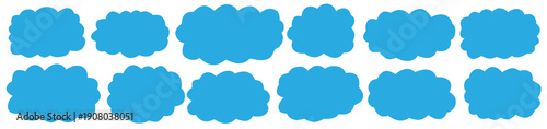 Modern label cloud bubble with fluffy frame, clean shape for speech UI, trendy cloud label with fluffy shape contour.