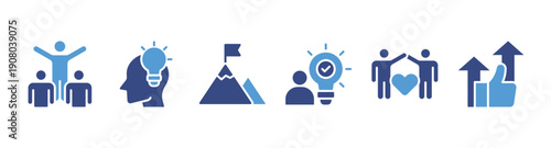 Team building banner web icon vector illustration concept with icons of team spirit, inspiration, goals, competence, support, and motivation