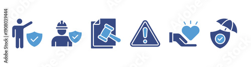 Work safety banner web icon vector illustration for occupational safety and health at work with safety first, protection, regulations, hazards, health, and insurance