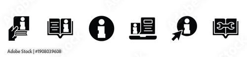 Information and Help Desk Icon Set in Solid Style