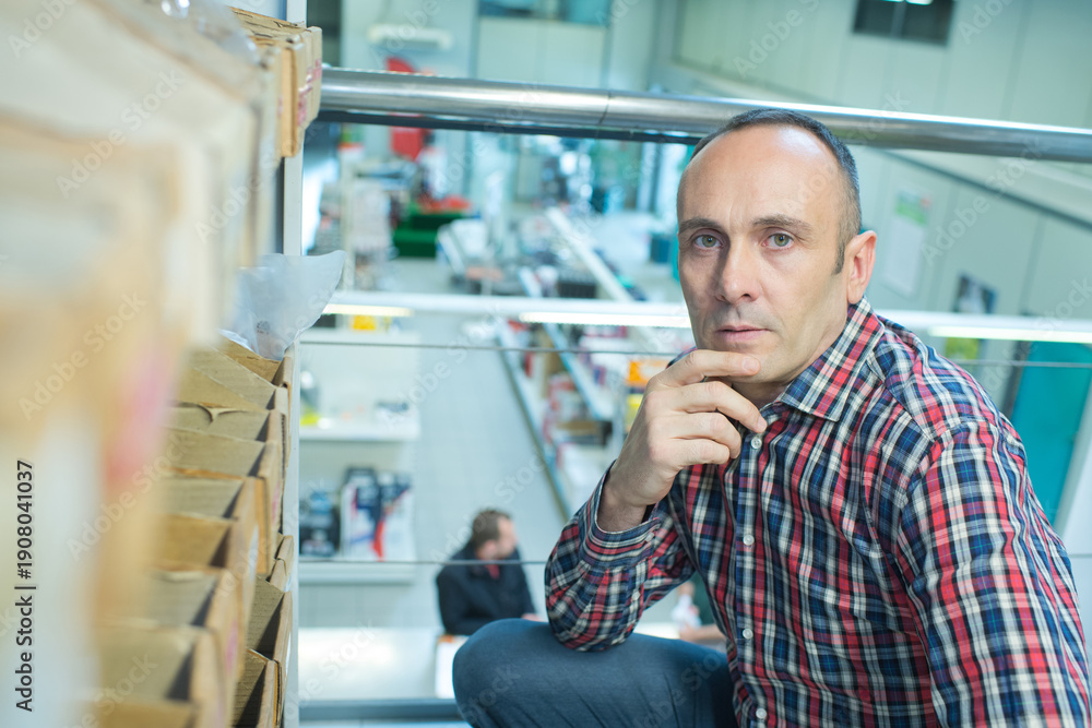 Fototapeta premium portrait of worker in front of racling