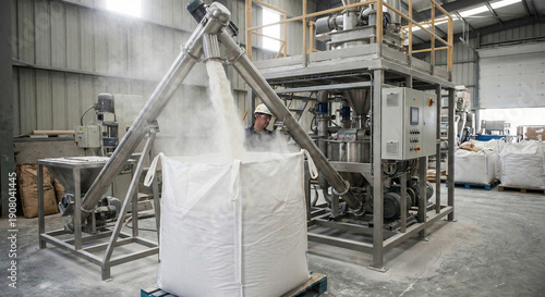 Automatic filling process of white powder into big bag factory
