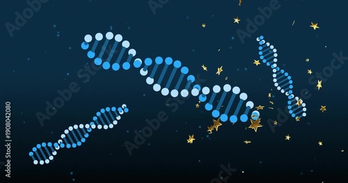 Small helix popping and star stream starting central helix growing, rotating, showing molecules