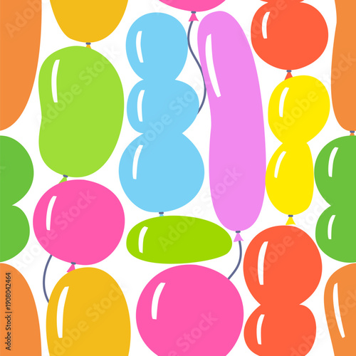 Vector seamless pattern with colorful birthday balloons