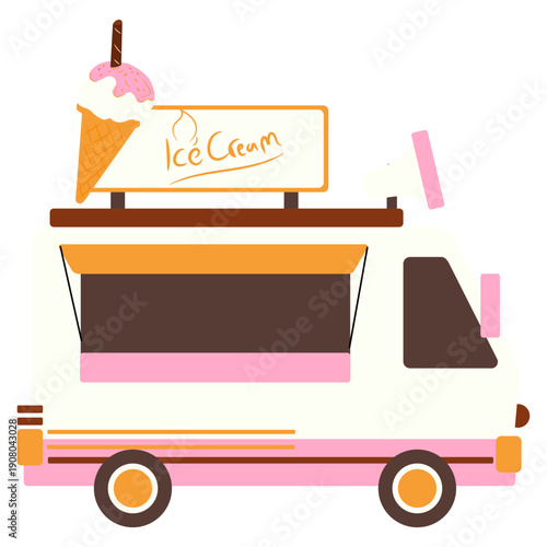 Cartoon ice cream truck vector